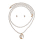 Cream Long Pearl Strands Pendant Set