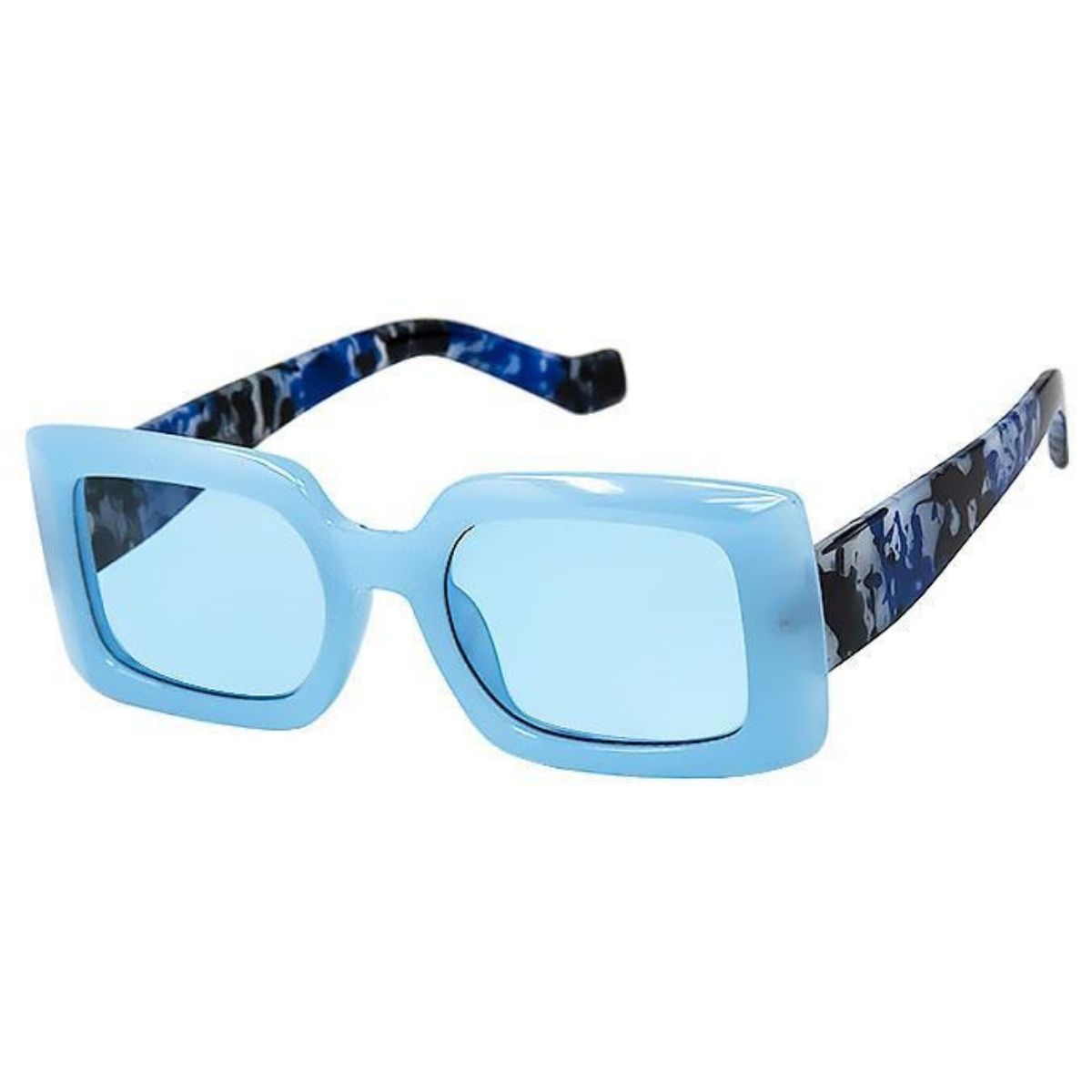 Blue Rectangle Ink Splatter Sunglasses