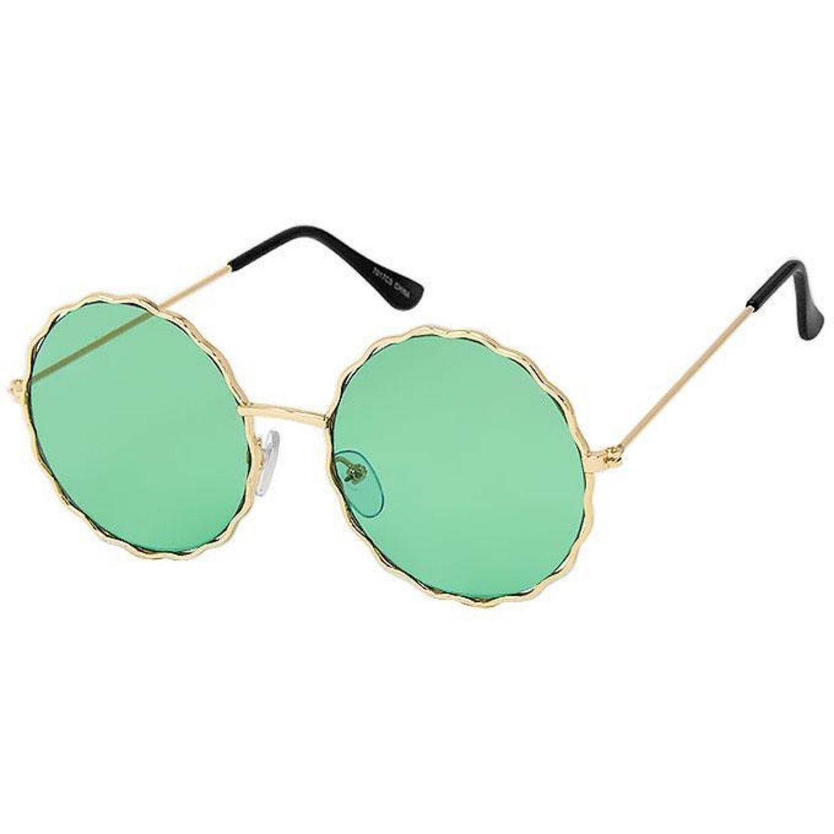 Green Wavy Round Wire Sunglasses