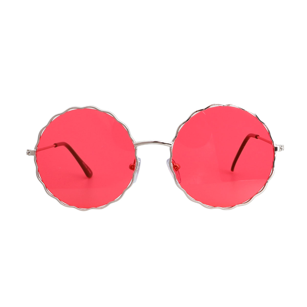 Red Wavy Round Wire Sunglasses