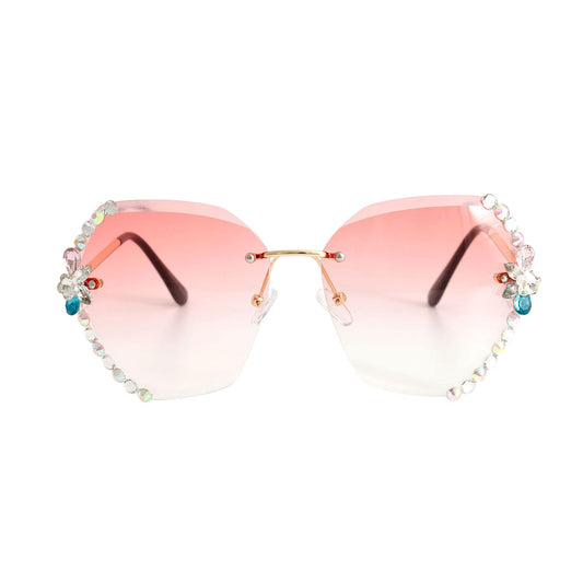Pink Rhinestone Edge Sunglasses