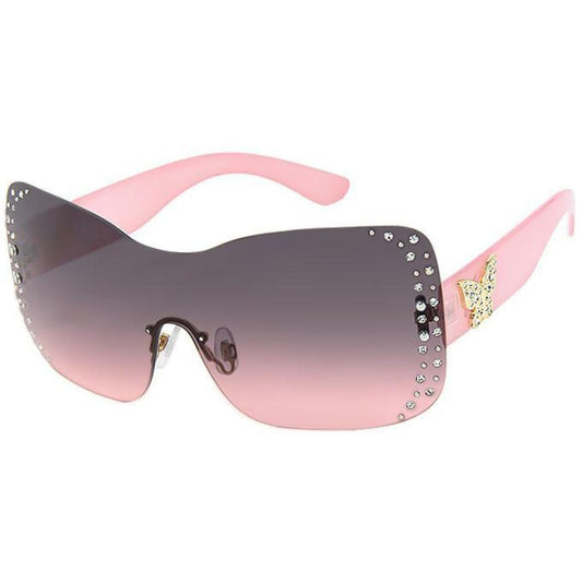 Pink Rimless Butterfly Sunglasses