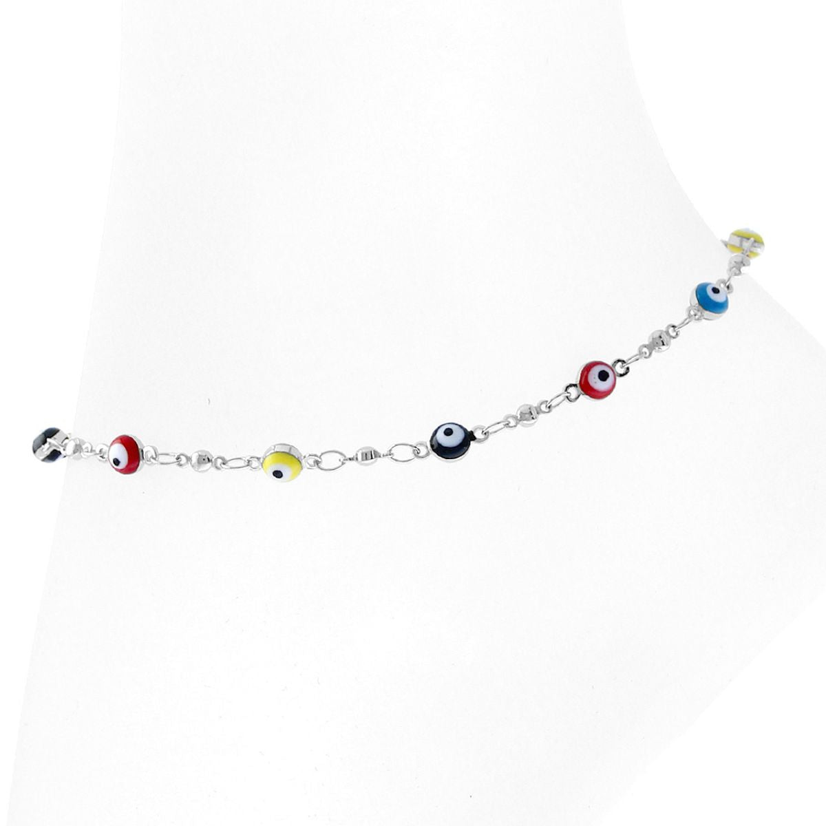 Silver Evil Eye Anklet