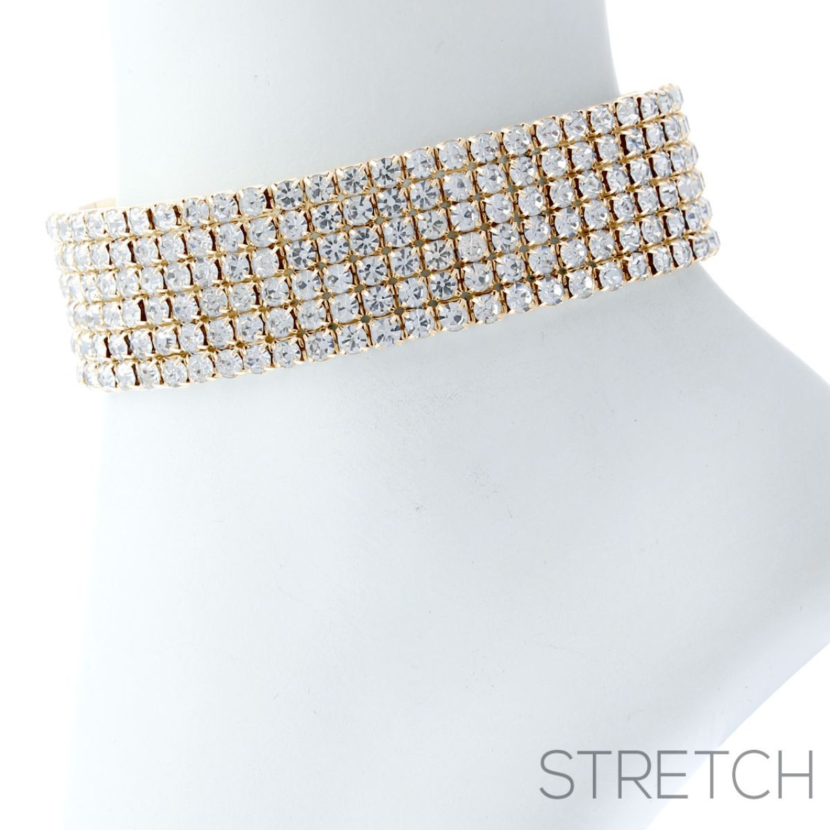 Gold Rhinestone 6 Line Anklet