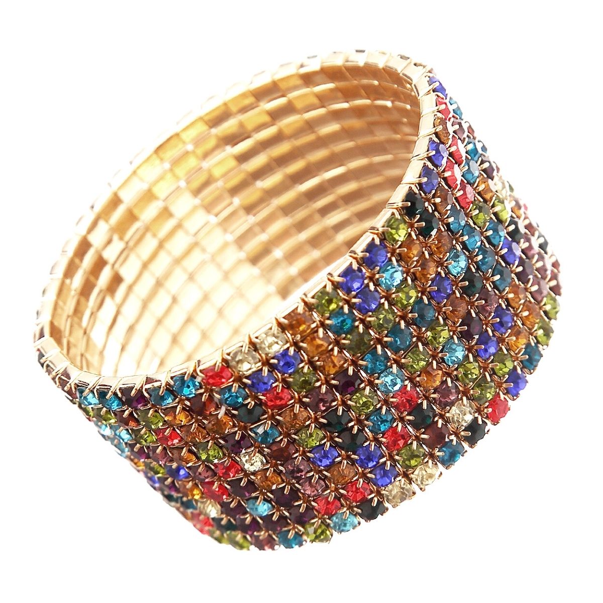 Multi Color 9 Row Rhinestone Bracelet