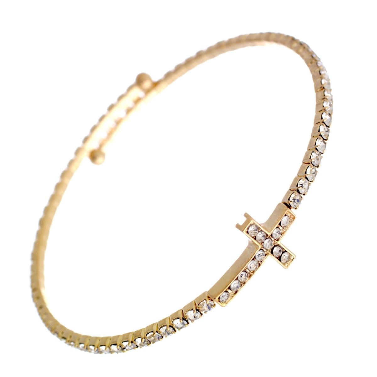 Gold Cross Memory Wire Bracelet