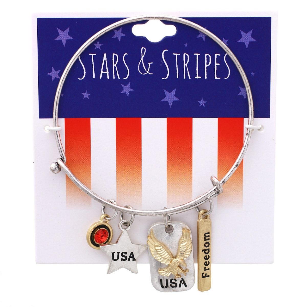 Burnished Silver American Charms Bangle