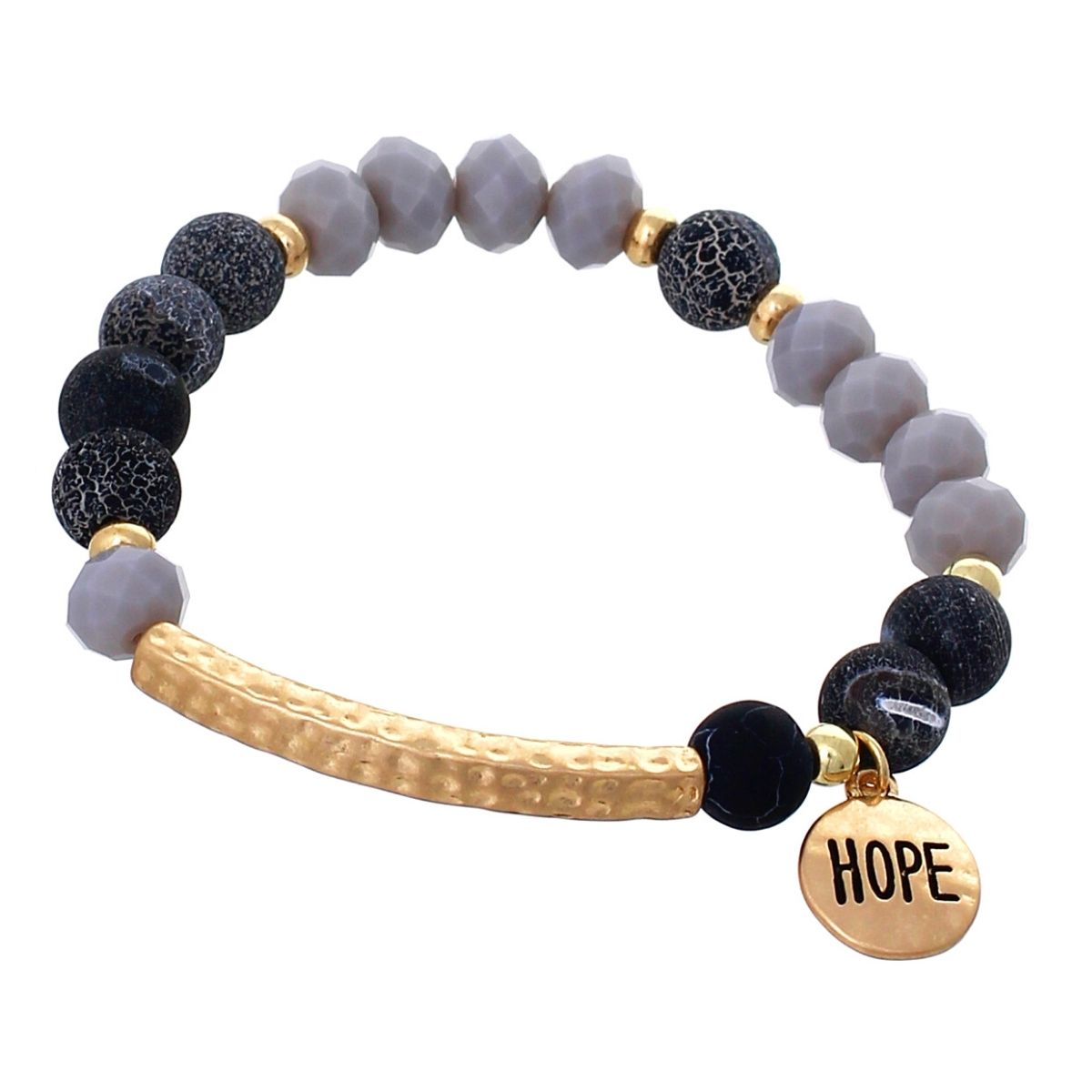 Dark Gray Natural Stone Hope Bracelet