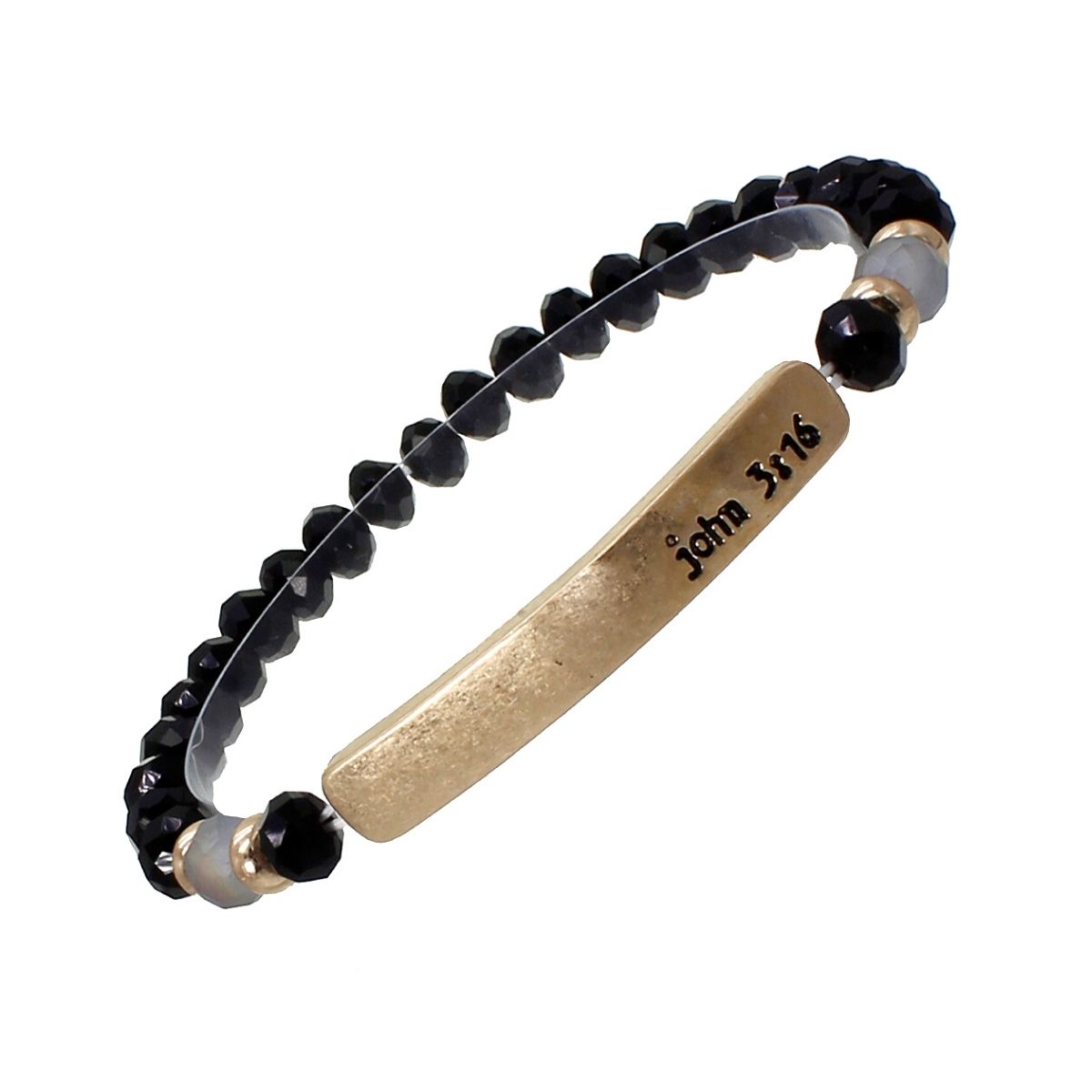 Black Glass John 3:16 Bracelet