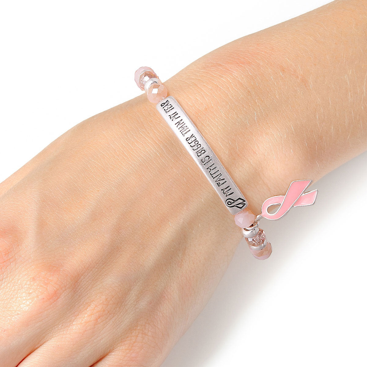 Pink MY FAITH IS BIGGER THAN MY FEAR Bracelet