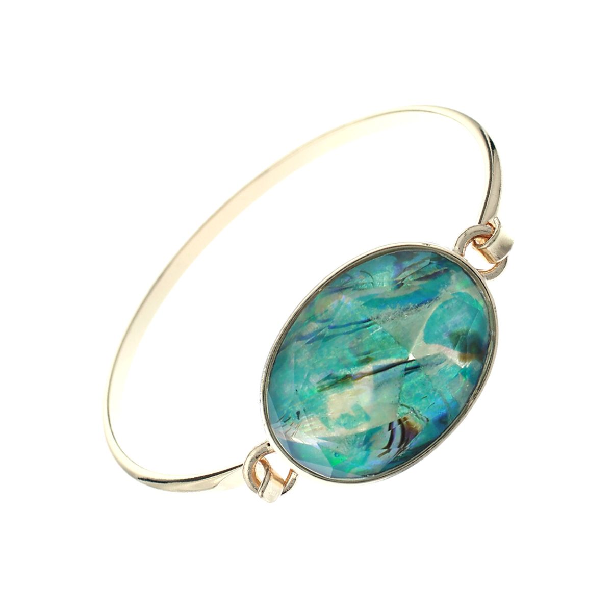 Blue Green Marbled Oval Bangle