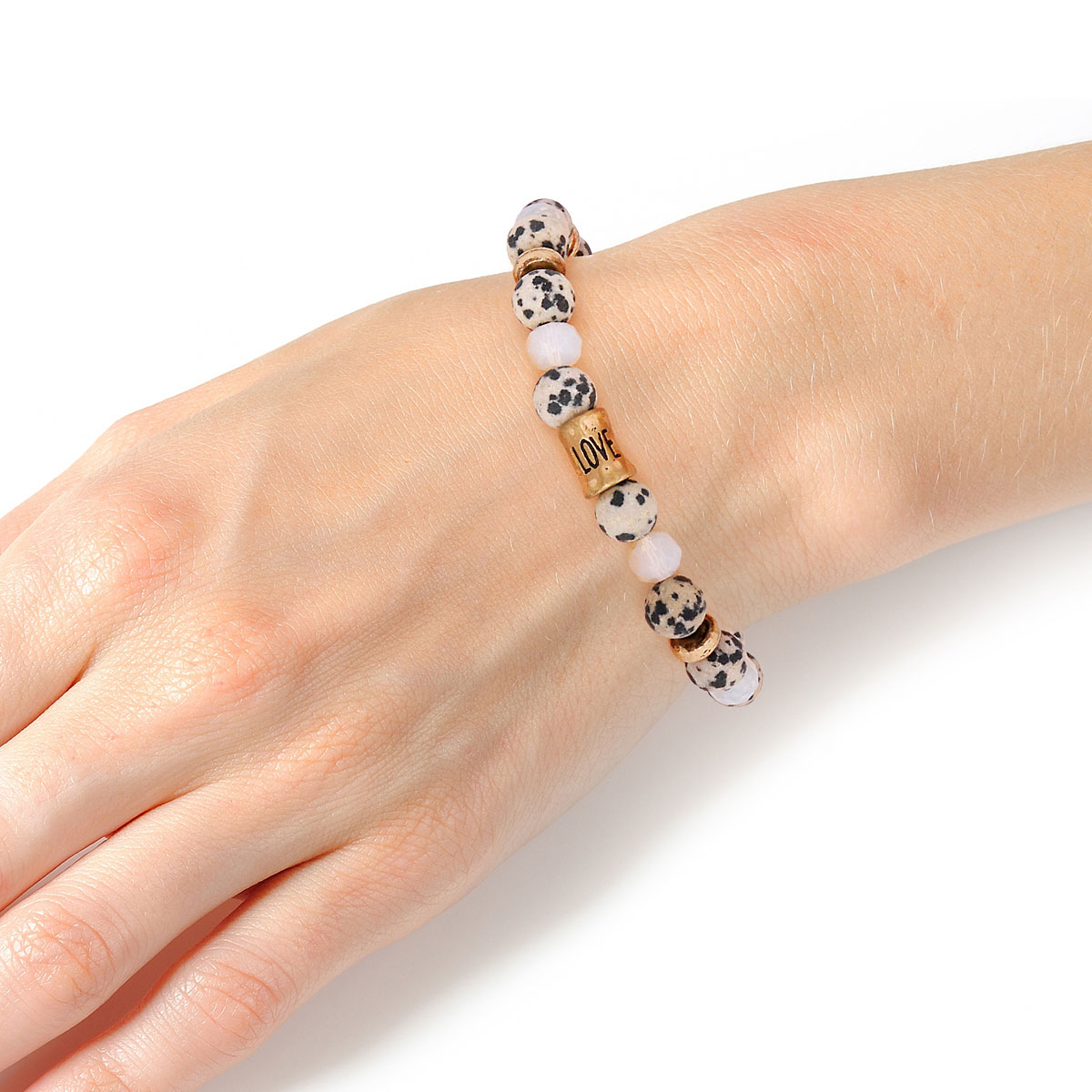 Spotted Natural Stone Love Bracelet