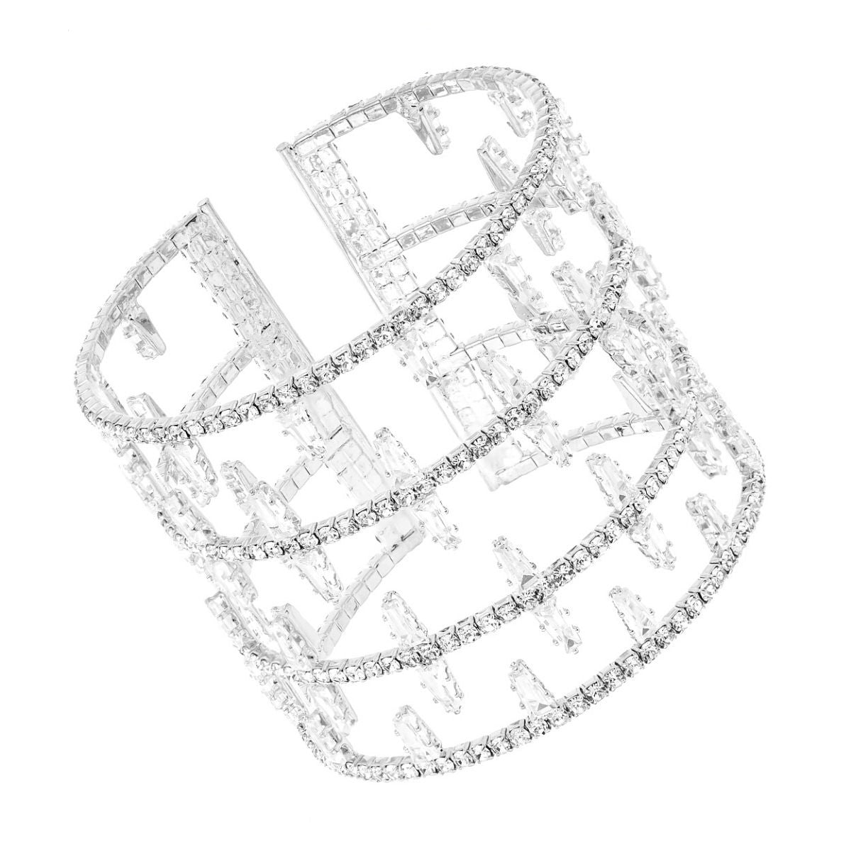 Silver CZ Memory Wire Cuff