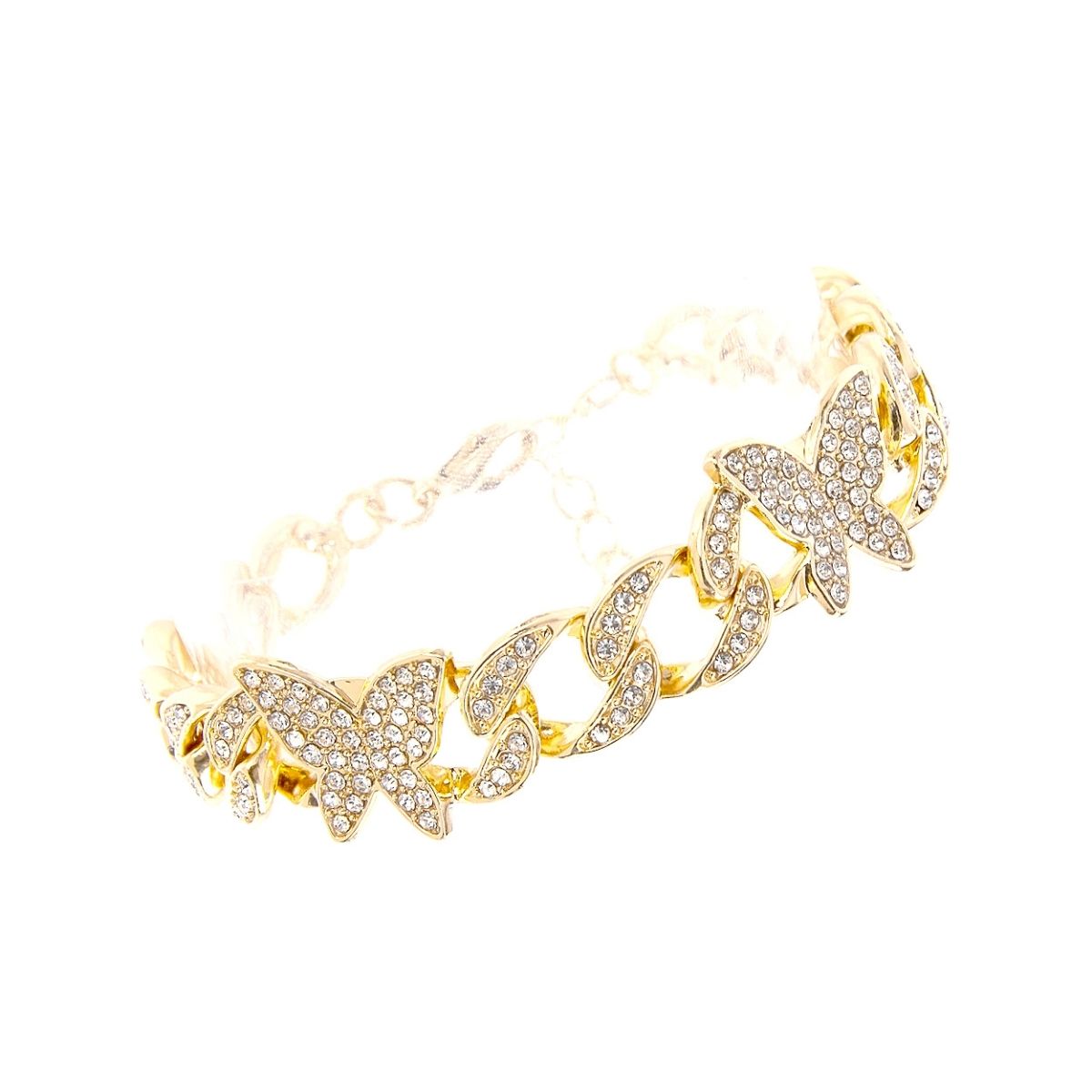 Gold Iced Cuban Butterfly Bracelet