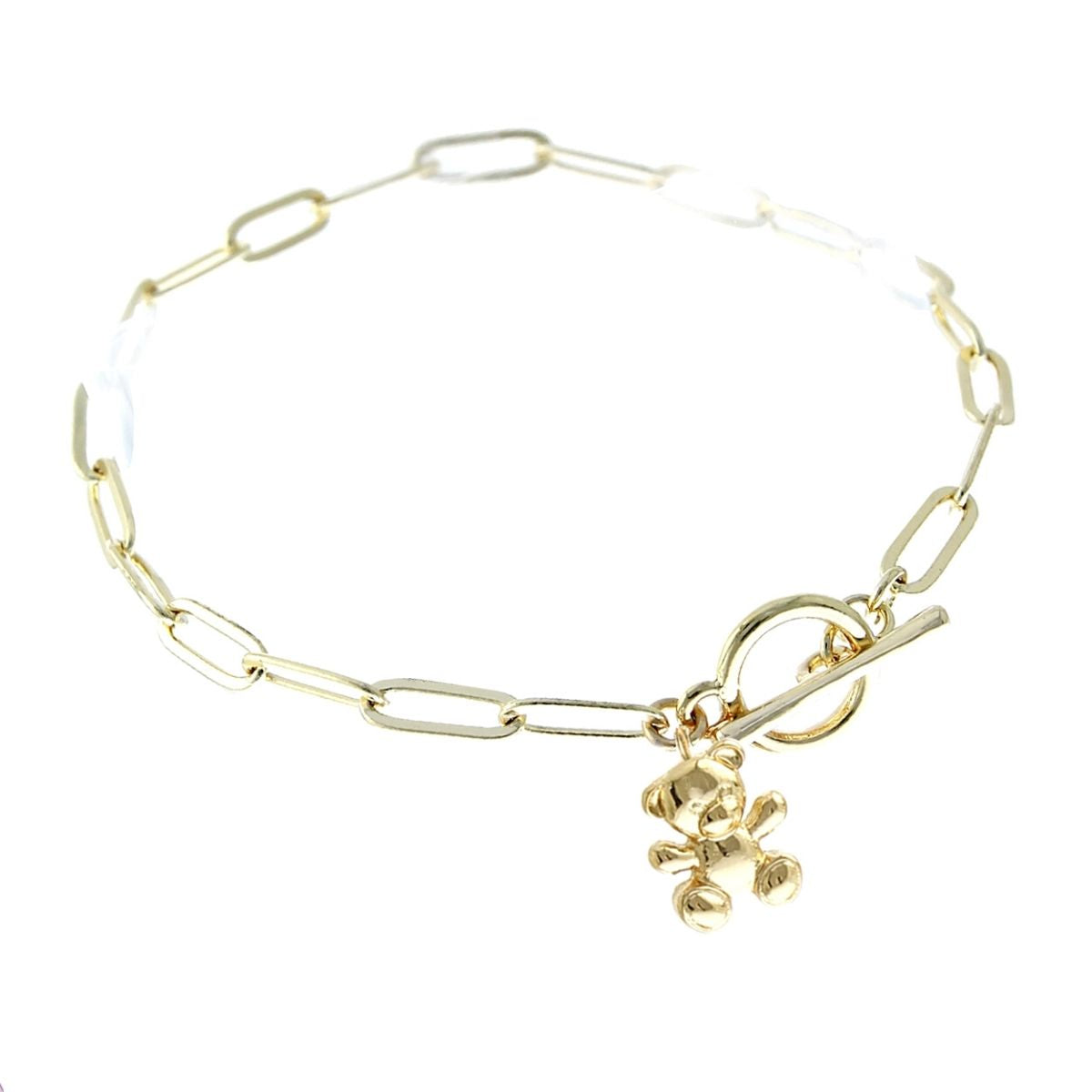 Gold Teddy Bear Toggle Bracelet