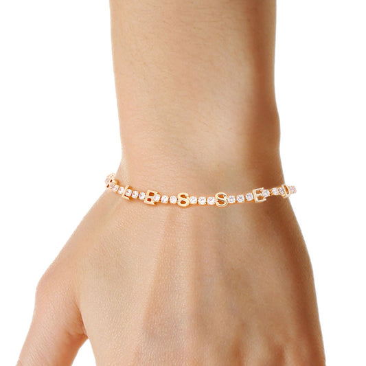 Gold CZ Blessed Tennis Bracelet