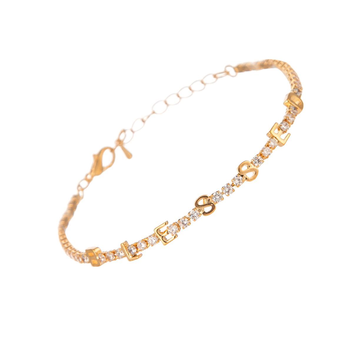 Gold CZ Blessed Tennis Bracelet