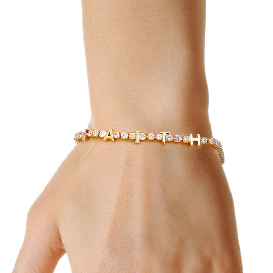 Gold CZ Faith Tennis Bracelet