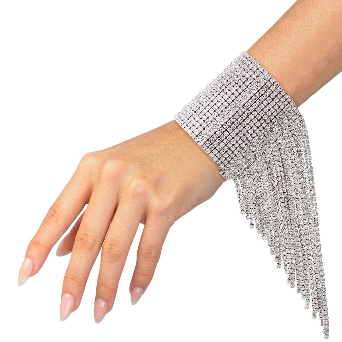 Silver 20 Line Fringe Cuff