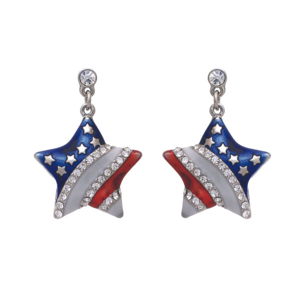 American Flag Star Metal Earrings