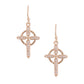 Gold CZ Celtic Cross Fish Hook Earrings