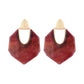 Burgundy Heaxagon Drop Earrings