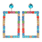 Rainbow Rhinestone Rectangle Earrings
