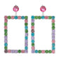 Rainbow Silver Rectangle Earrings