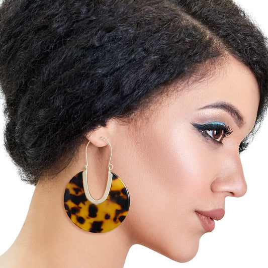 Tortoiseshell Round U Hoops
