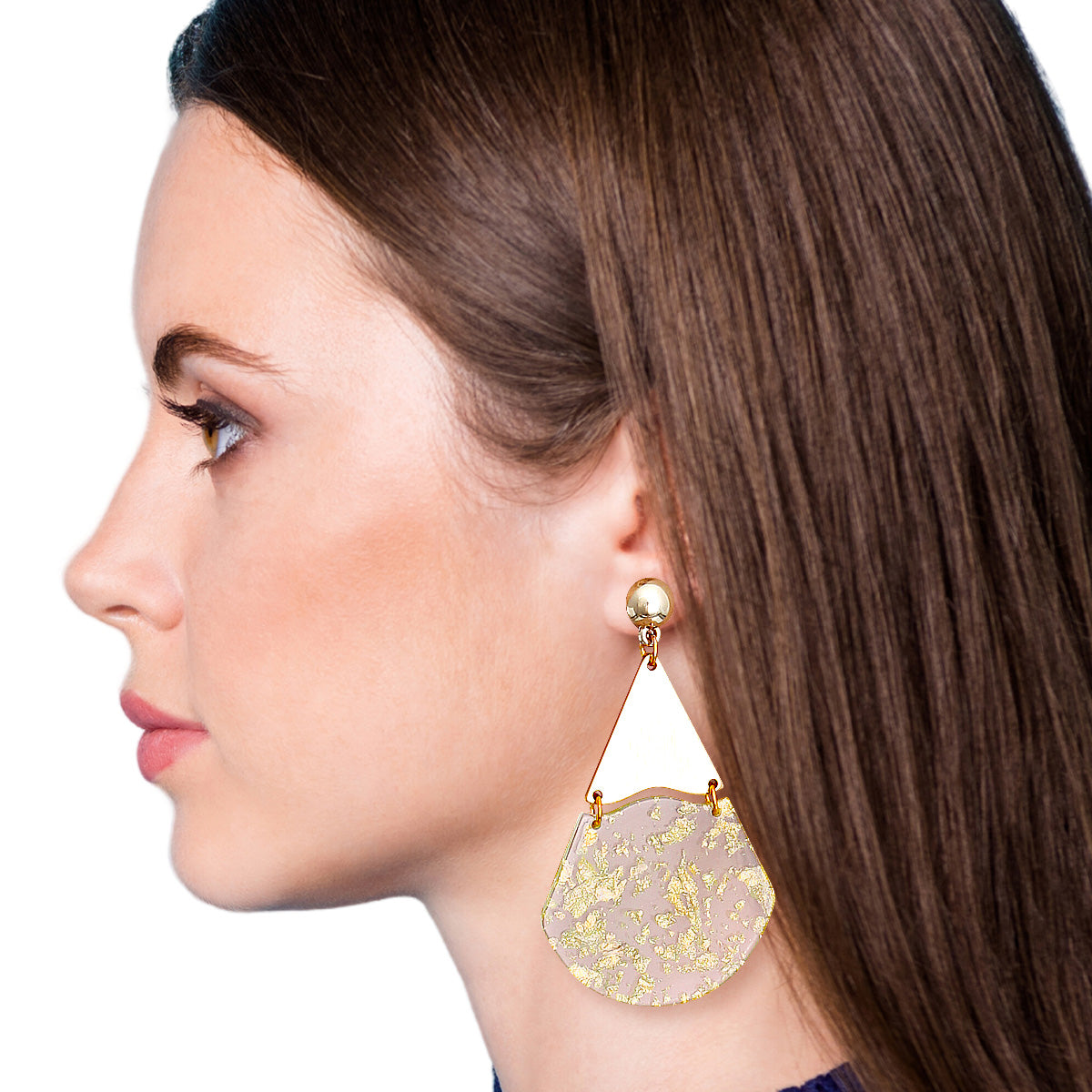 Gold Fleck Triangle Teardrop Earrings