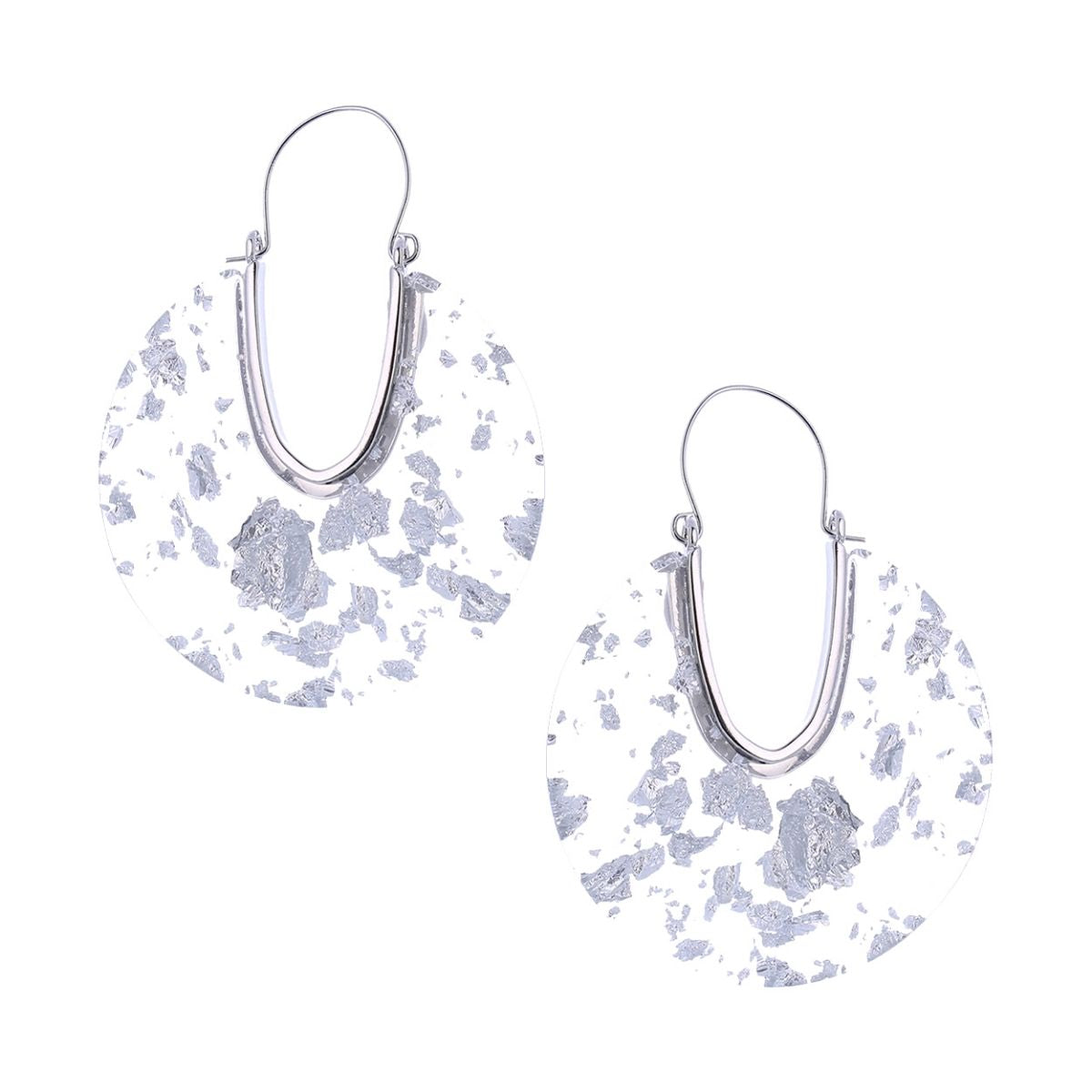 Silver Fleck Round U Hoops