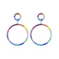 Rainbow Silver Double Circle Earrings