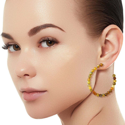 45mm Light Brown Stone Hoops