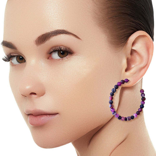 45mm Purple Stone Hoops