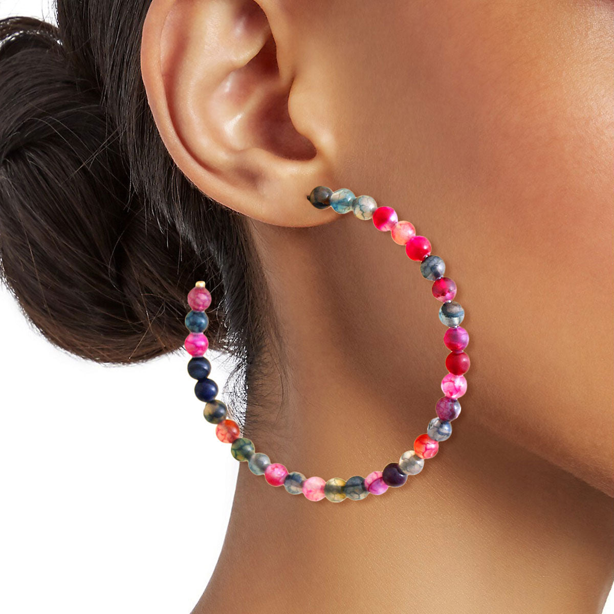 55mm Fuchsia Stone Hoops