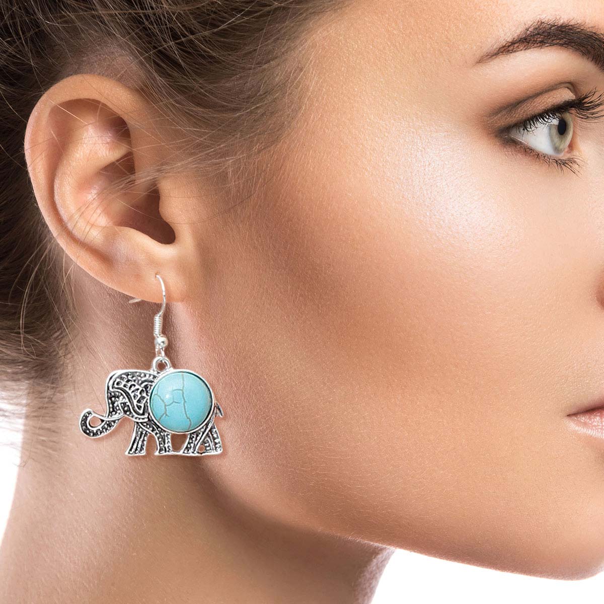 Burnished Silver Elephant Earrings