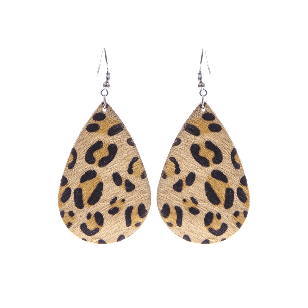 Faux Fur Leopard Teardrop Earrings