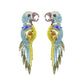 Blue and Green Parrot Fringe Earrings