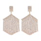 Gold Hexagon Rhinestone Fringe Earrings