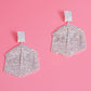 Silver Hexagon Rhinestone Fringe Earrings