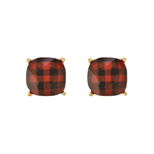 Red Buffalo Plaid Studs