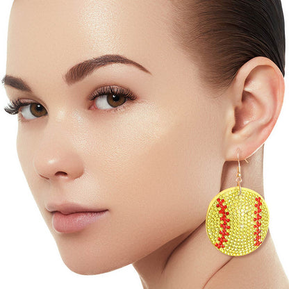 Yellow Softball Padded Earrings