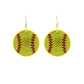 Yellow Softball Padded Earrings