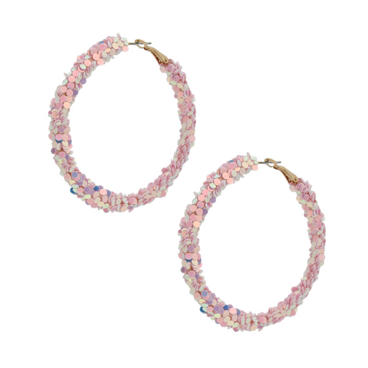Pink Glitter 65mm Hoops