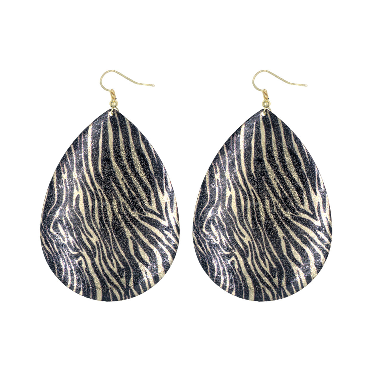 Gold Zebra Teardrop Earrings