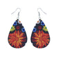Multi Color Daisy Printed Teardrop Earrings