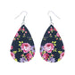 Pink Rose Printed Teardrop Earrings