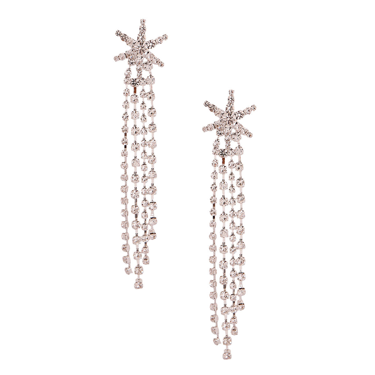 Silver Star Fringe Earrings