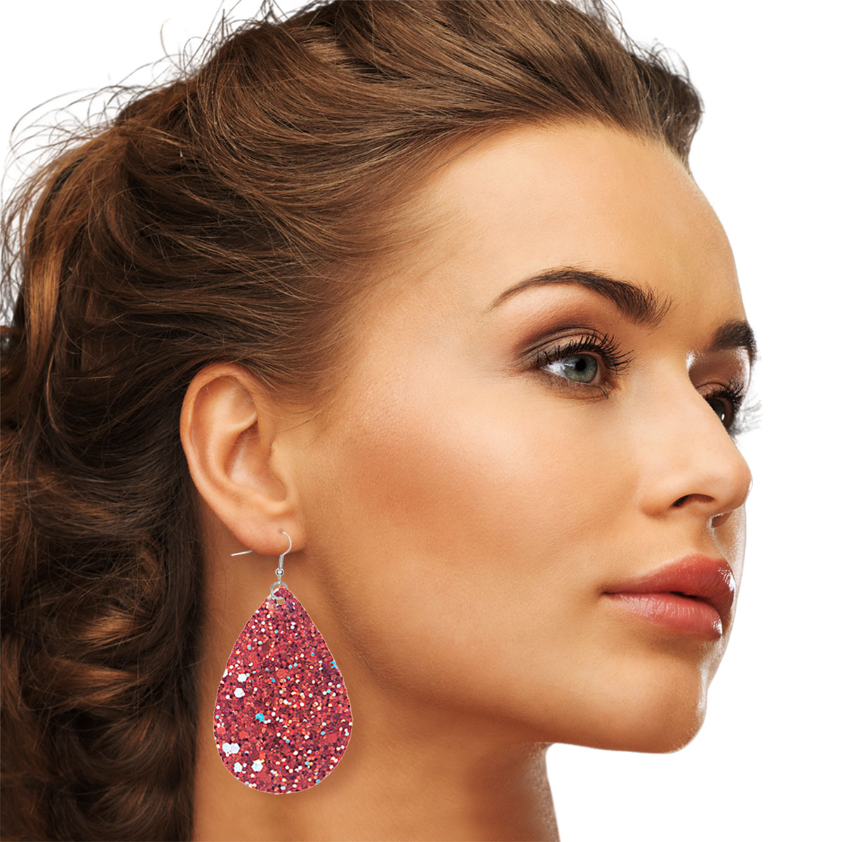 Red Glitter Teardrop Earrings