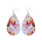 Fuchsia Floral Printed Teardrop Earrings